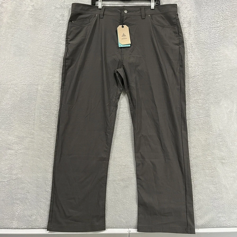 Prana Brion II Pants 42x30 Stretch Slim Fit Tapered Dark Iron Gray Hiking Trails